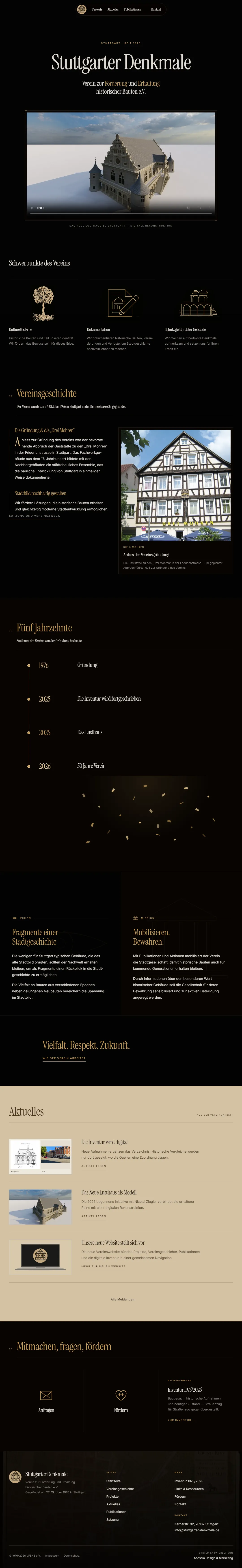 Draft of the Stuttgarter Denkmale website, top section