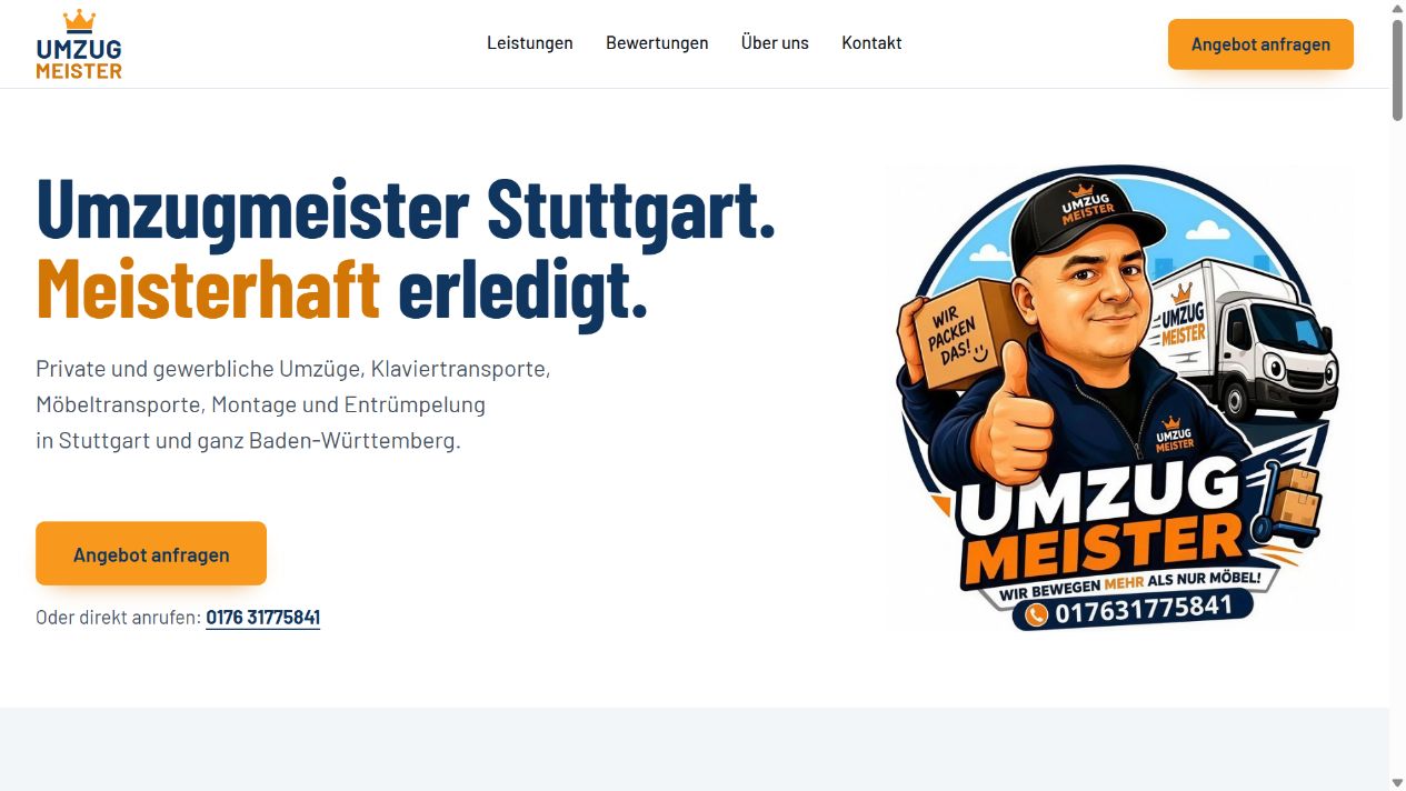 Website of Umzugmeister Stuttgart