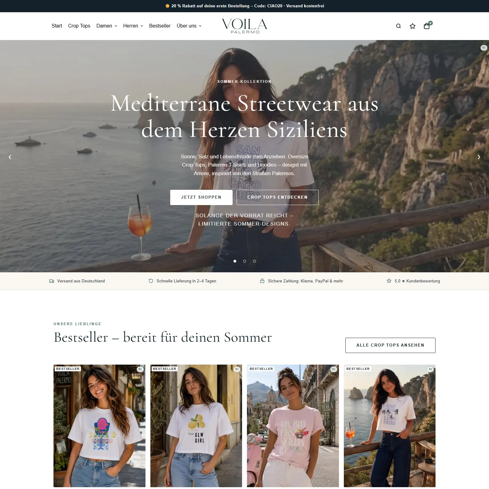 Online shop of Voilà Palermo